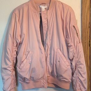 H&M peach colored bomber jacket